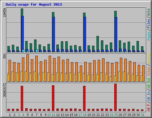 Daily usage for August 2013