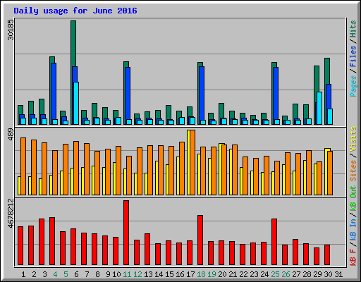 Daily usage for June 2016