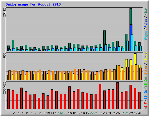 Daily usage for August 2016
