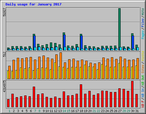 Daily usage for January 2017