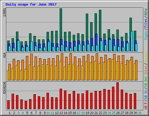 Daily usage for June 2017