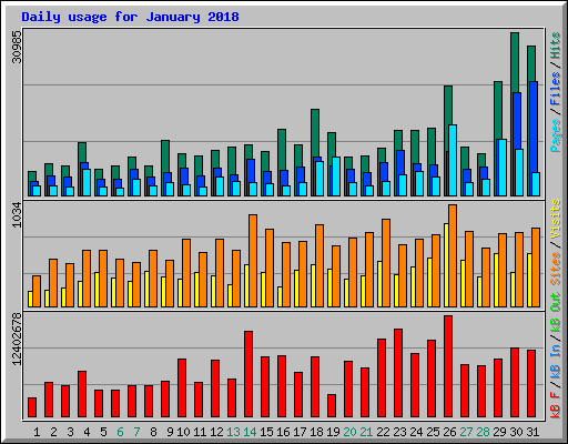 Daily usage for January 2018