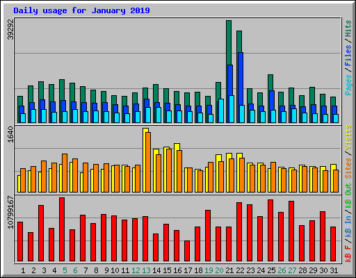 Daily usage for January 2019
