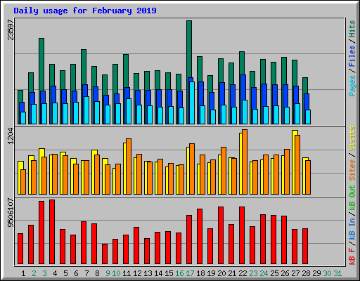 Daily usage for February 2019