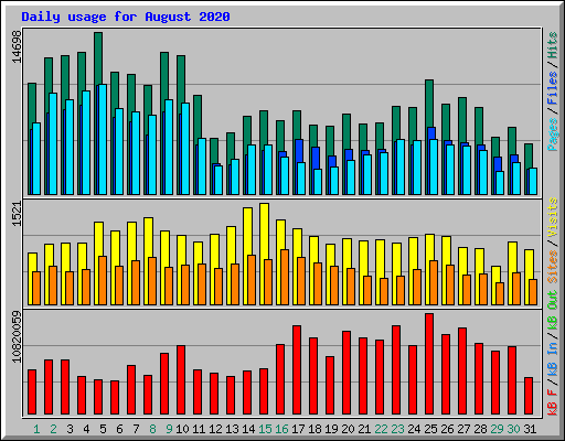 Daily usage for August 2020