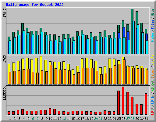 Daily usage for August 2022