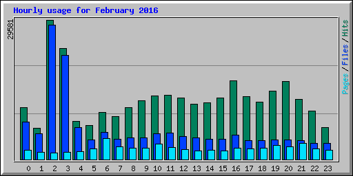 Hourly usage for February 2016