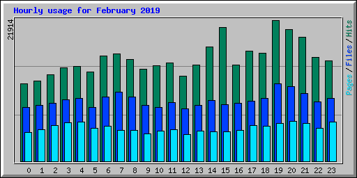 Hourly usage for February 2019